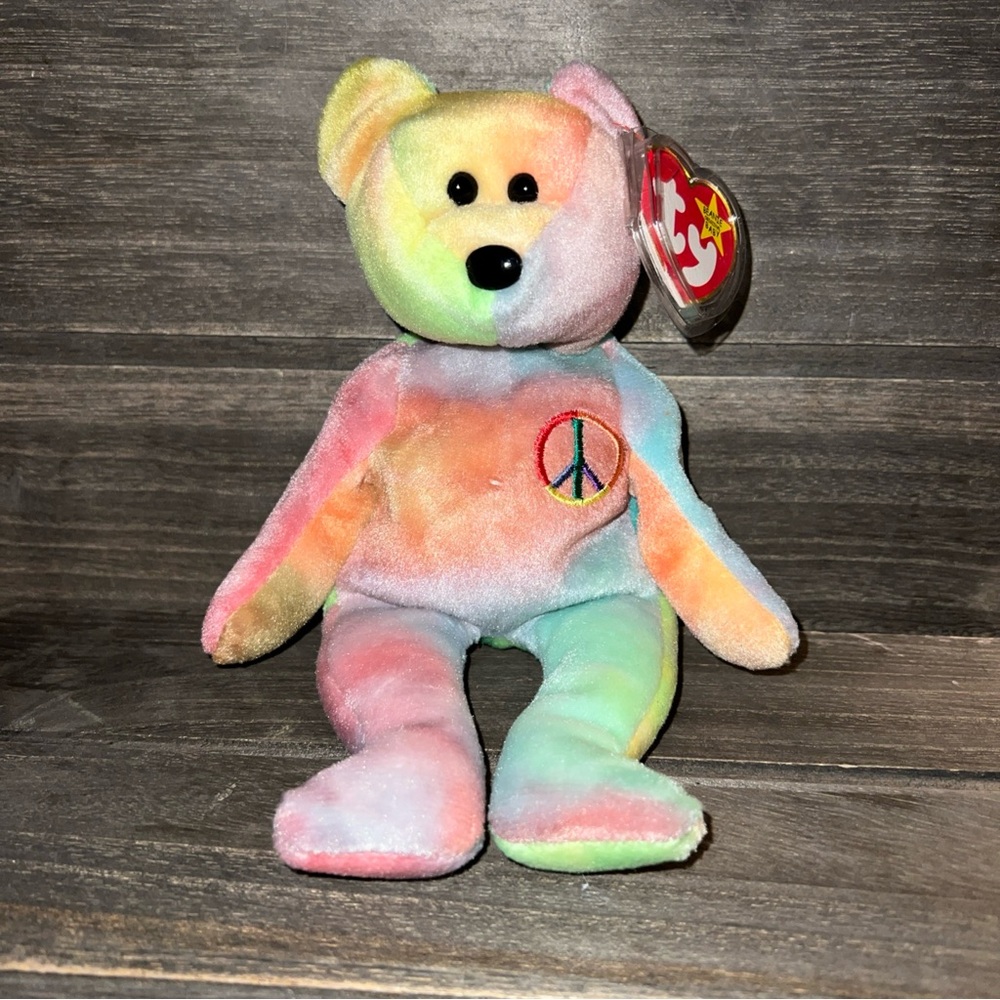 TY Beanie Baby Peace‎ Bear Tie dye